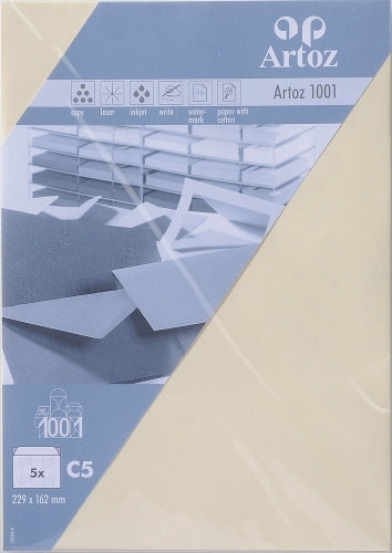Artoz Couvert C5, ohne Fenster, cremefarben, 100 g/m² – Artoz – 5 Stk.