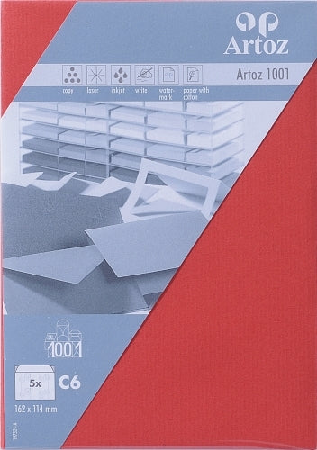 Artoz Couvert C6, ohne Fenster, rot, 100 g/m²