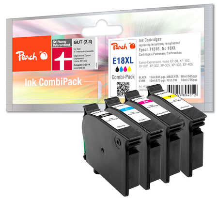 Peach T1811-T1814 Tintenpatronen-Multipack, Schwarz/Cyan/Magenta/Gelb (Kompatibel) – für Epson