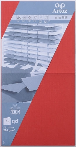 Artoz Grusskarten – 310 × 155 mm, Papier 220 g/m², Rot – 5 Stk