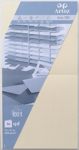 Artoz Klappkarten-Set – 310 × 155 mm, 220 g/m² Papier, cremefarben – 5 Stk