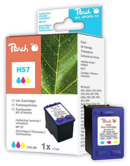 Peach 57 Dreifarbig Tintenpatrone (Kompatibel) – 525 Seiten – für HP DeskJet 9650/9670/9680