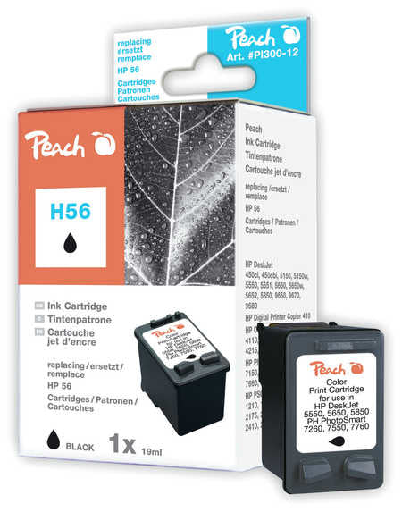 Peach Tintenpatrone 56 (C6656AE), schwarz, 23 ml, kompatibel – für HP DeskJet 9680, OfficeJet 5615, PSC 1110