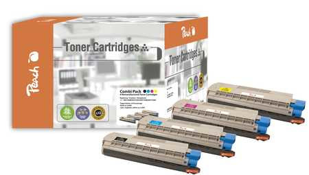 Peach Toner-Multipack 4431530 – BK/C/M/Y, 6000 Seiten – für OKI C 610 CDN/DM/DN und andere