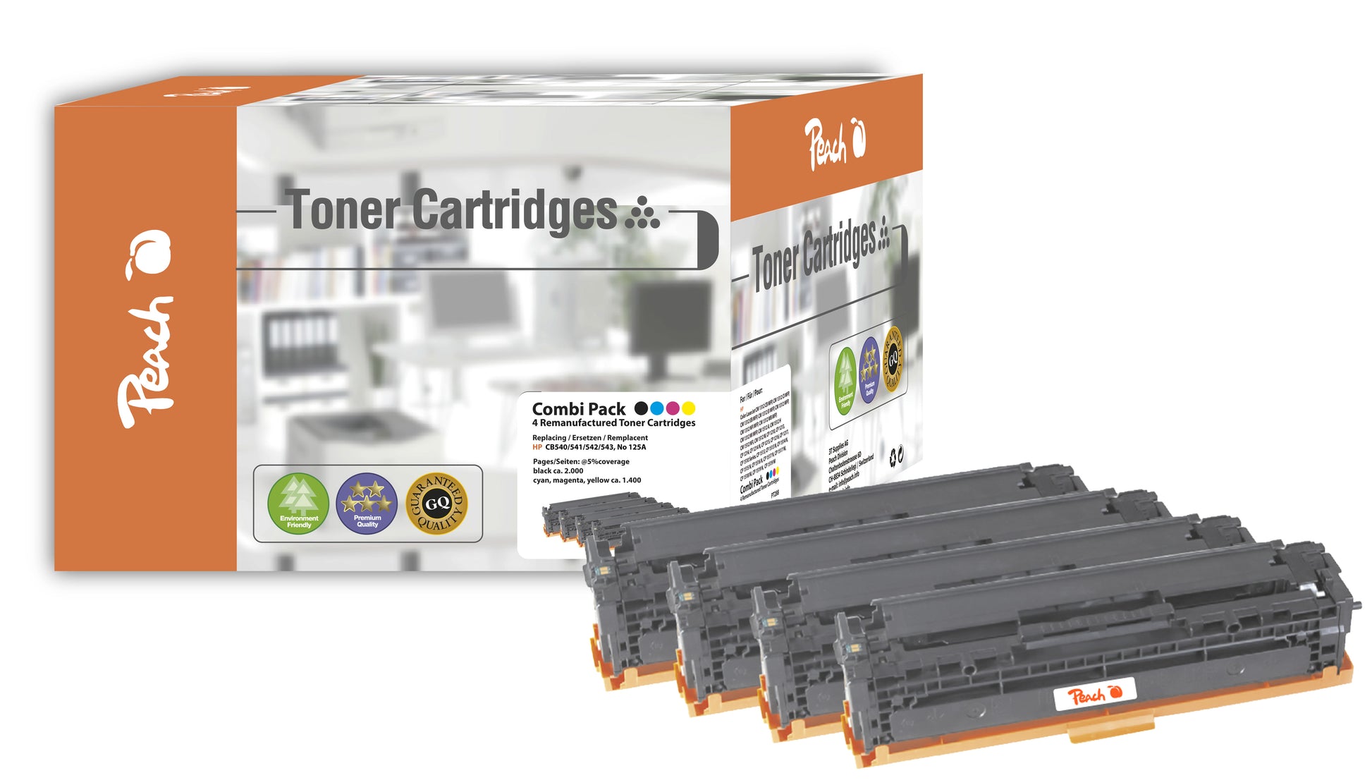 Peach Toner-Multipack – BK/C/M/Y, 1400 Seiten – für HP Color LaserJet CM 1300/CM 1312 und andere