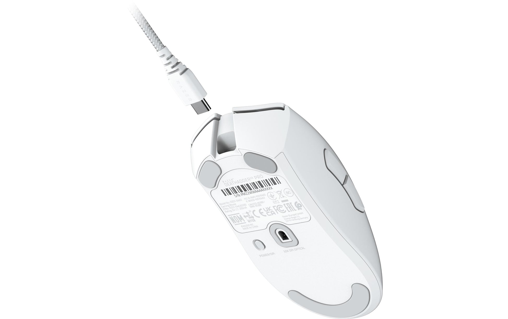 Razer DeathAdder V3 Pro Gaming-Maus – kabellos, USB-A, 30'000 dpi, 1'000 Hz, 5 Tasten, für Rechtshänder, umschaltbar