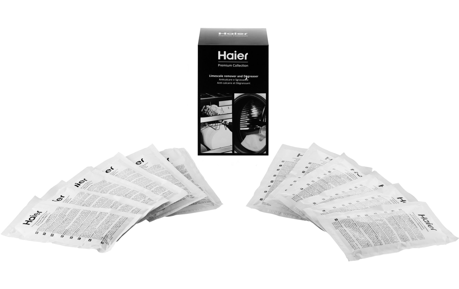 Haier HDDW1012B Entkalker – für Geschirrspüler – Pulver, Box – 600 g, 12 Stk.
