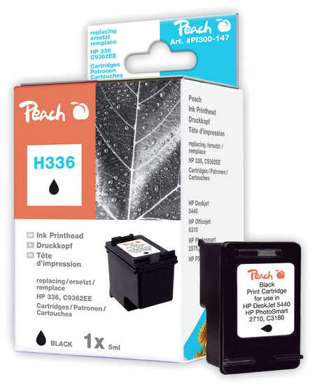 Peach 336 Schwarz Tintenpatrone (Kompatibel) – 660 Seiten – für HP DeskJet 5440, OfficeJet 6313