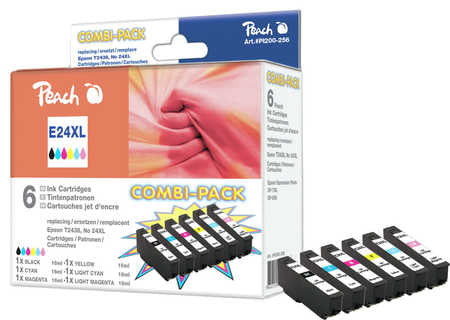 Peach 24XL Tintenpatronen-Multipack, 6er-Set (Kompatibel) – für Epson Expression Photo XP-750/XP-850/XP-950