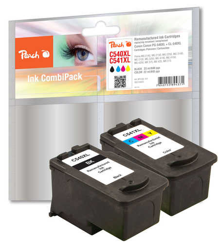 Peach Tintenpatronen-Multipack PG-540XL/CL-541, XL, 2er-Pack – für Canon Pixma MG2140, MG3150, MG3650 und andere