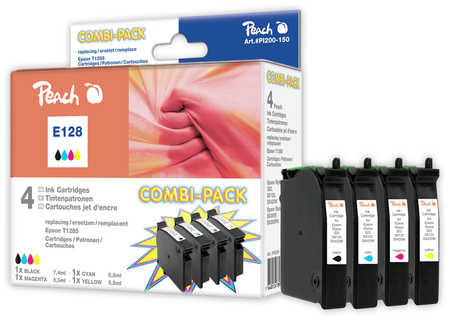 Peach T1285 Tintenpatronen-Multipack, Schwarz/Cyan/Magenta/Gelb (Kompatibel) – für Epson Stylus …