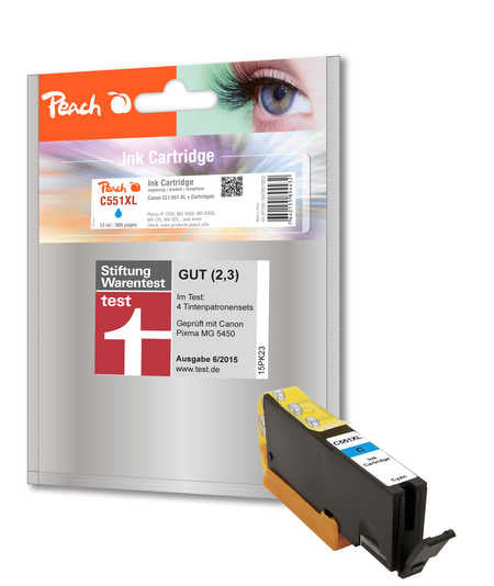 Peach CLI-551C Cyan Tintenpatrone (Kompatibel) – 10 ml – für Canon iP7250/iP8750, MG5450/MG6350, MX725/MX925