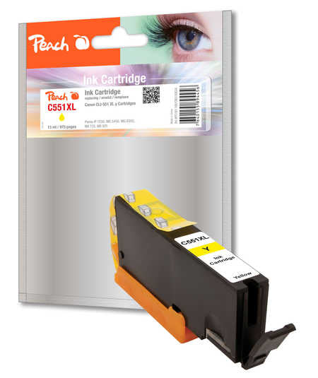 Peach CLI-551Y Gelb Tintenpatrone (Kompatibel) – 975 Seiten – für Canon iP7250, MG5450, MG6350 – 316834