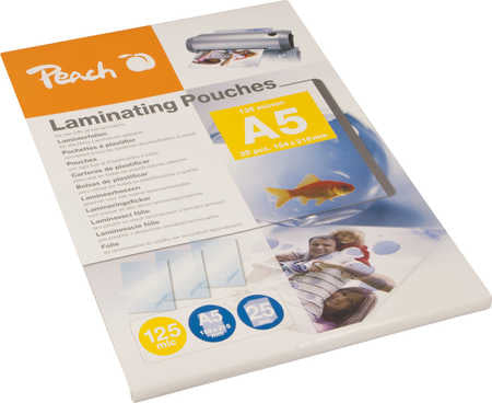 Peach Laminierfolien A5, glänzend – 125 µm, 153 × 216 mm, 25 Stk.