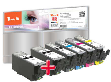Peach CLI-526/PGI-525 Tintenpatronen-Multipack, 6er-Set (Kompatibel) – für Canon Pixma MG 5150/5240/5250 …