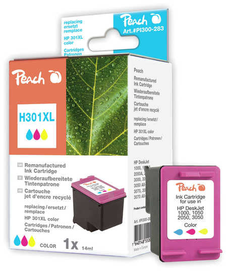 Peach 301XL Dreifarbig Tintenpatrone (Kompatibel) – 370 Seiten – für HP DeskJet/Envy/OfficeJet …