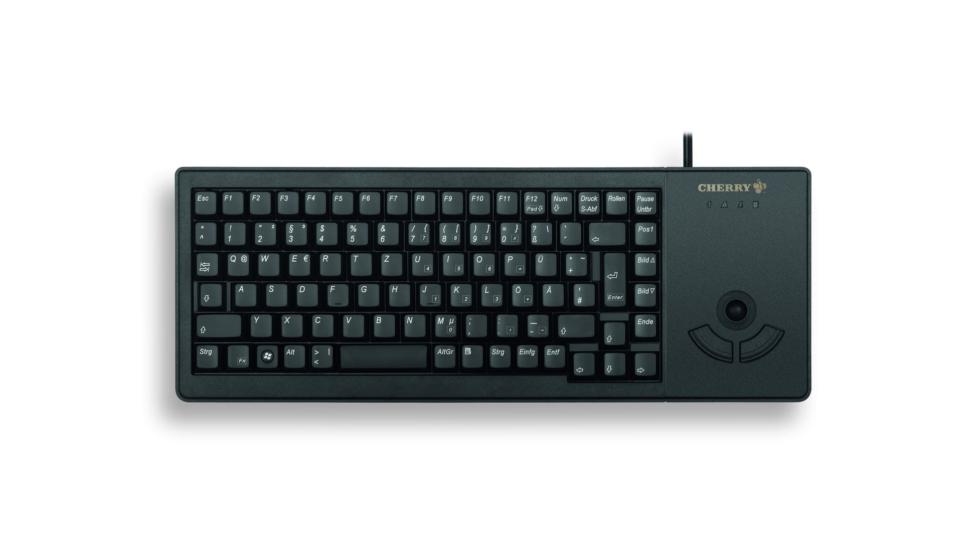 CHERRY G84-5400 – Tastatur, kabelgebunden (USB), Nordisches Layout, mit Trackball, schwarz – für Windows
