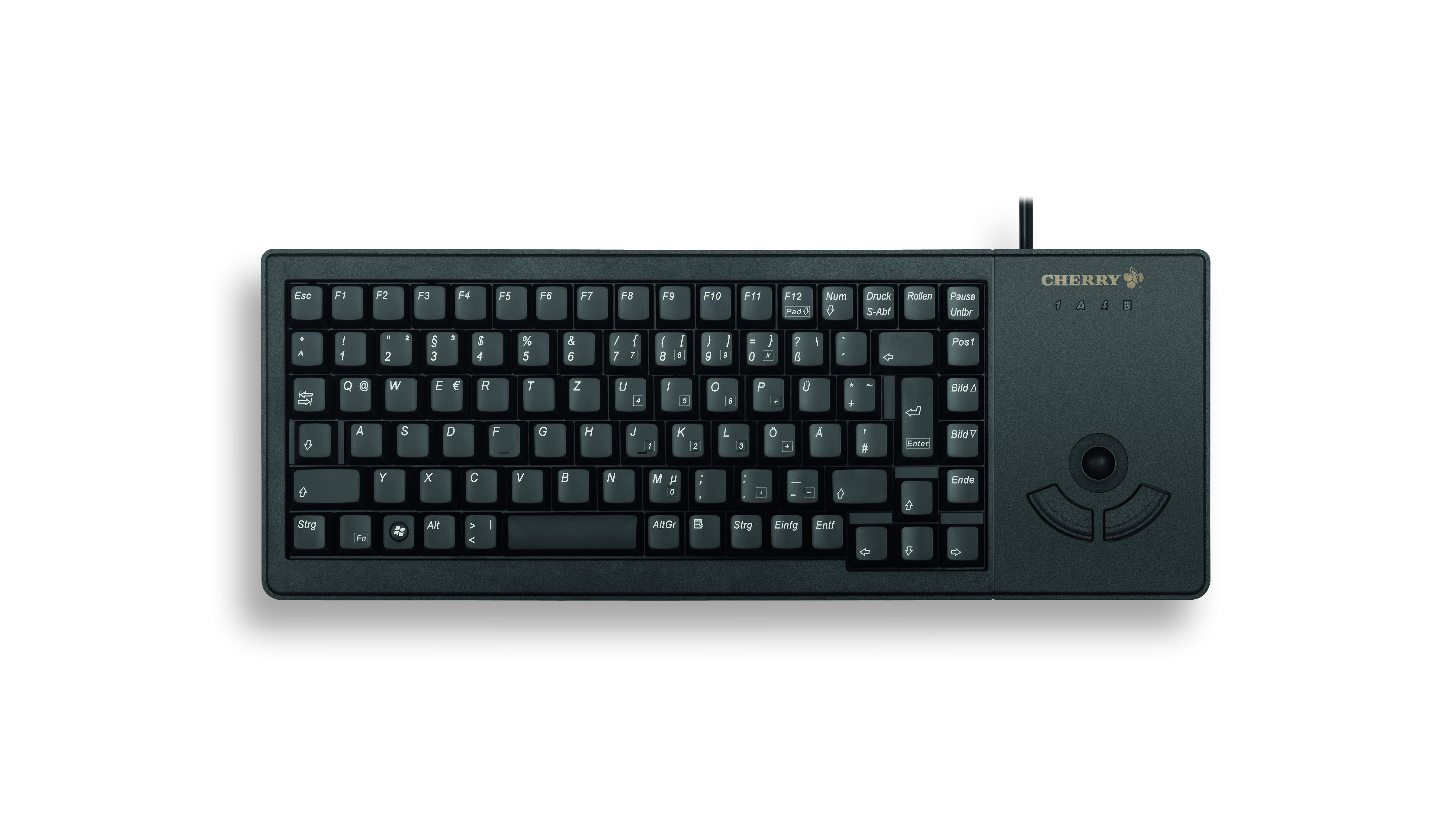 CHERRY G84-5400 – Tastatur, kabelgebunden (USB), Nordisches Layout, mit Trackball, schwarz – für Windows