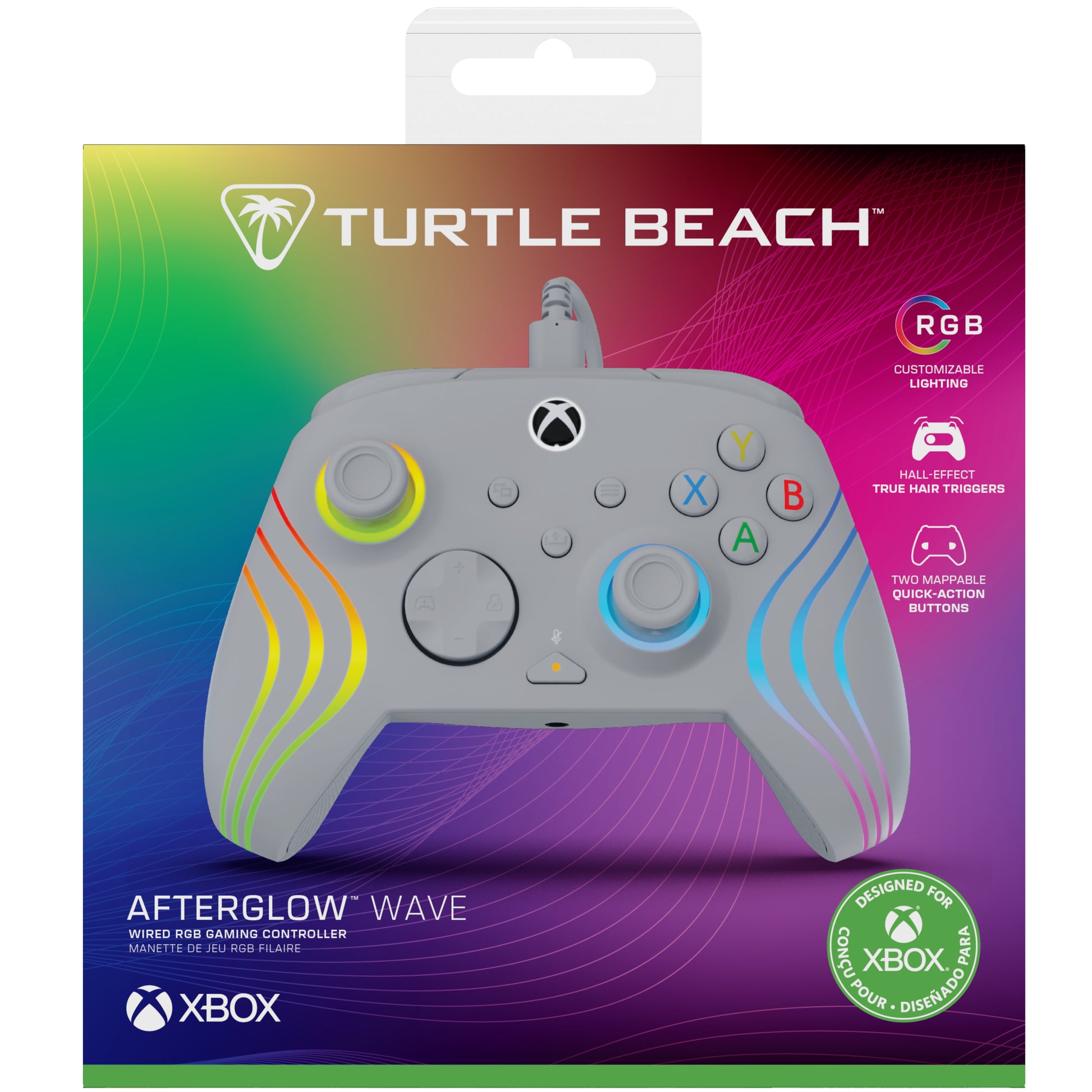 Turtle Beach Afterglow Wave – Gamepad – USB (USB-C), RGB, Hall-Effekt-Trigger – für Xbox & PC, Grau