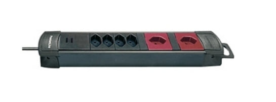 Brennenstuhl Premium-Line-Technik Steckdosenleiste, 6×T13, ohne Schalter, 3 m – rot