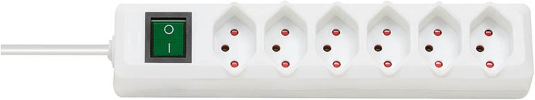 Brennenstuhl cleverLINE Steckdosenleiste, 6×T13, mit Schalter, 1,5 m, Eingang T12 – weiss