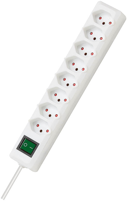 Brennenstuhl cleverLINE Steckdosenleiste, 8×T13, mit Schalter, 1,5 m, Eingang T12, 1 mm² – weiss