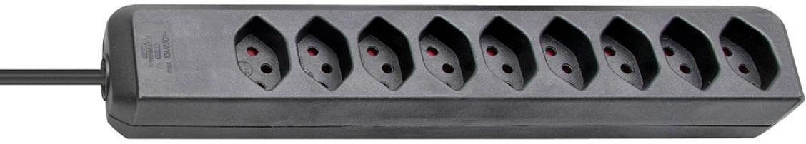 Brennenstuhl Eco-Line Steckdosenleiste – 9×T13, ohne Schalter, 2 m, Eingang T12, 1 mm² – schwarz