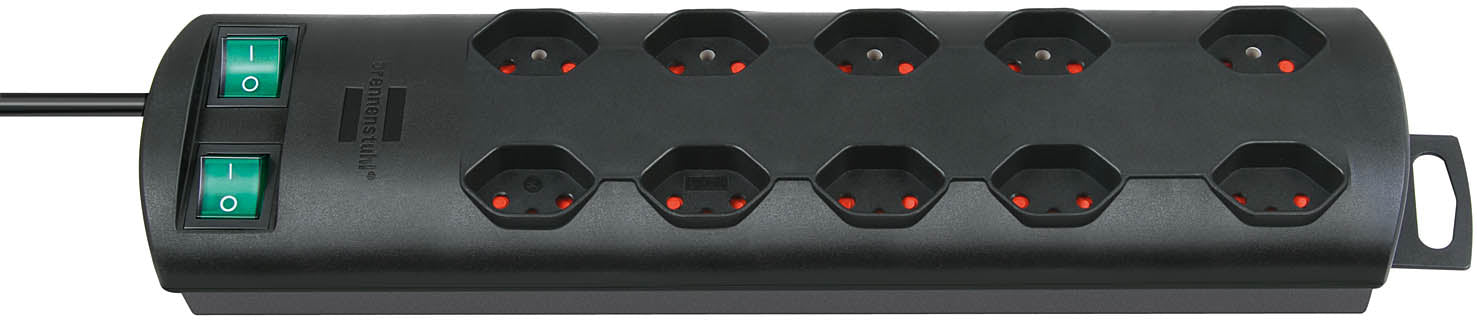 Brennenstuhl Primera-Line – Steckdosenleiste, 10× T13, mit 2 Schaltern, 2 m, Stecker T12
