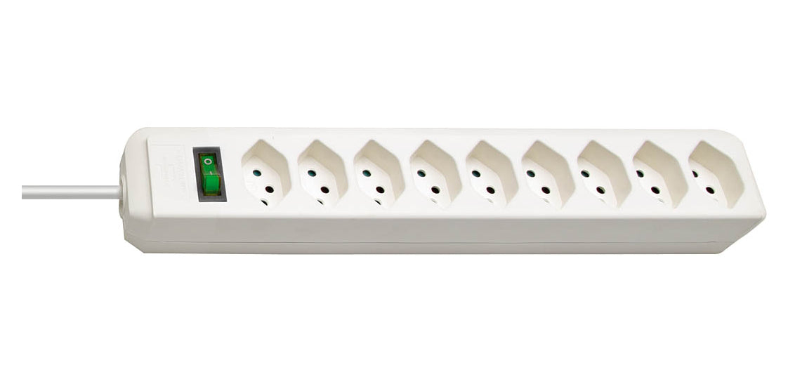 Brennenstuhl cleverLINE Steckdosenleiste, 9×T13, mit Schalter, 2 m, Eingang T12 – weiss