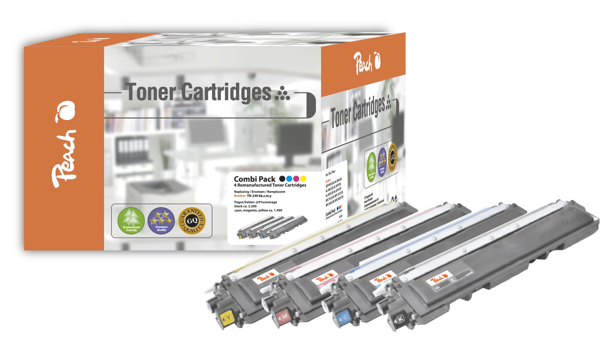 Peach TN-230 CMYK Toner – kompatibel – 4er-Pack – 10'000 Seiten – für Brother HL-3000 Serie und andere
