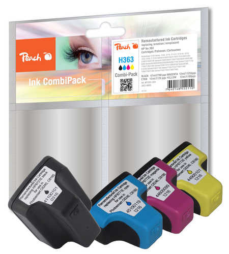 Peach 363 Tintenpatronen-Multipack, Schwarz/Cyan/Magenta/Gelb (Kompatibel) – für HP PhotoSmart 3100/3110 …