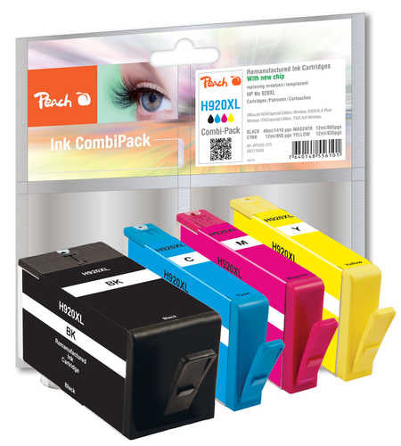 Peach Tintenpatronen-Multipack 920XL, CMYK, XL, 4er-Pack, kompatibel – für HP OfficeJet 6000, 6500, 7000 und andere