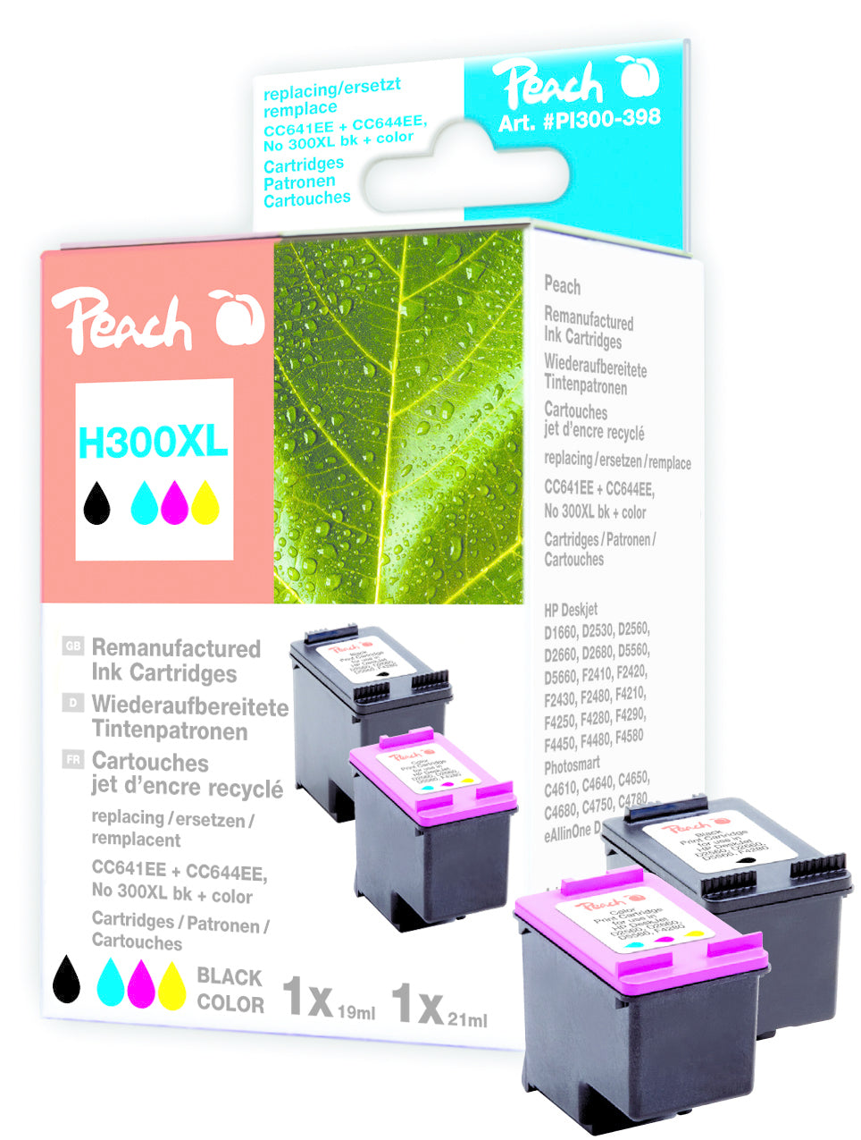 Peach 300XL Tintenpatronen-Multipack, 2er-Set (Kompatibel) – für HP DeskJet D1660/D2660 …