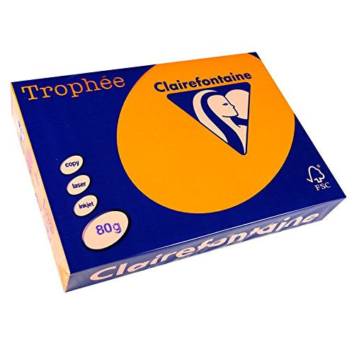 Clairefontaine Kopierpapier – A4, 80 g/m², Neonorange – für Inkjet/Laser/Kopierer – FSC, EU Ecolabel – 500 Blatt