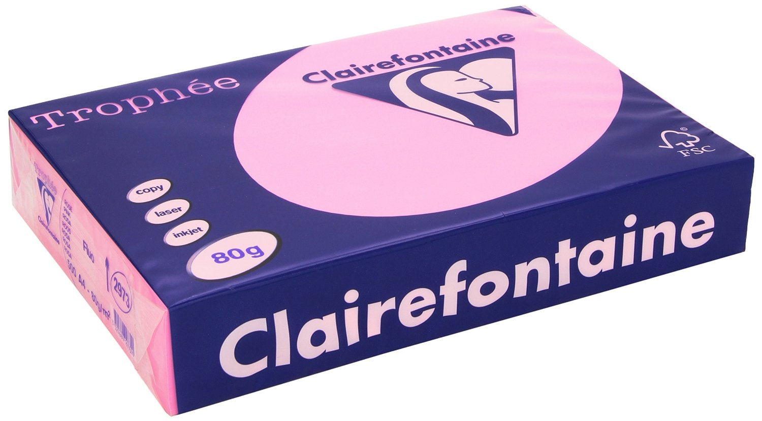 Clairefontaine Kopierpapier – A4, 80 g/m², Neonpink – für Inkjet/Laser/Kopierer – FSC, EU Ecolabel – 500 Blatt