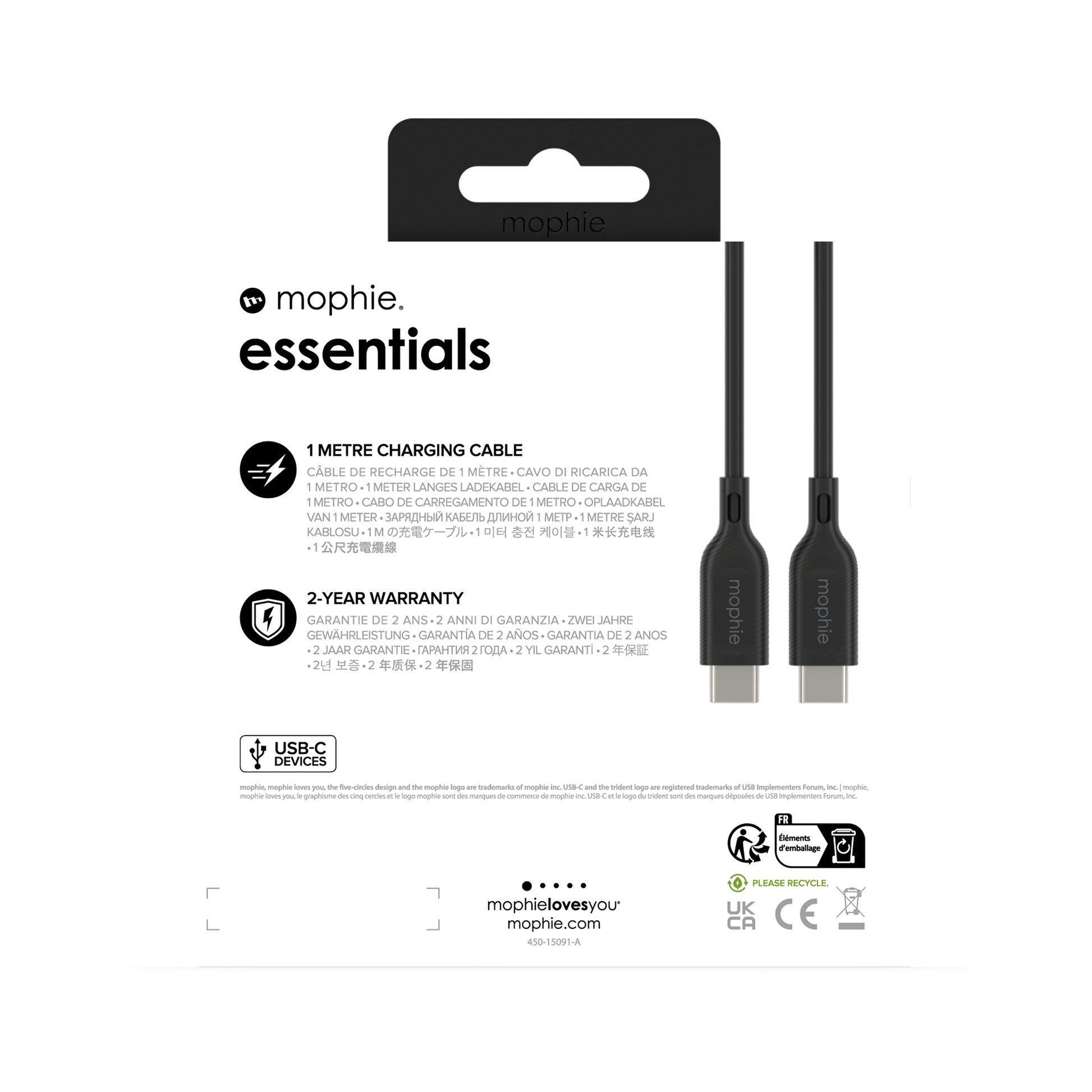 Mophie – USB-Kabel, USB-C zu USB-C, 1 m