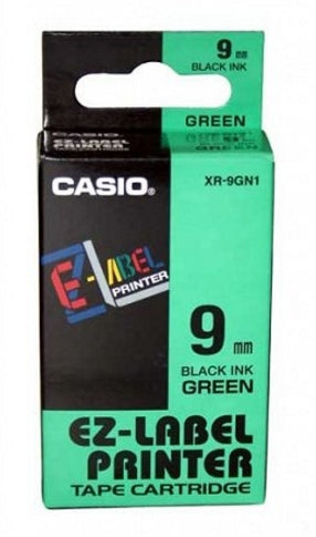 Casio XR-9GN1 – Beschriftungsband, 9 mm, Schwarz auf Grün