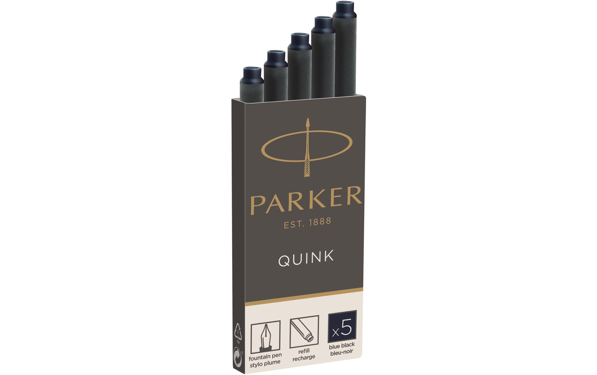 Parker Tintenpatronen Quink – Blau-Schwarz, dokumentenecht, wasserfest, geruchsarm