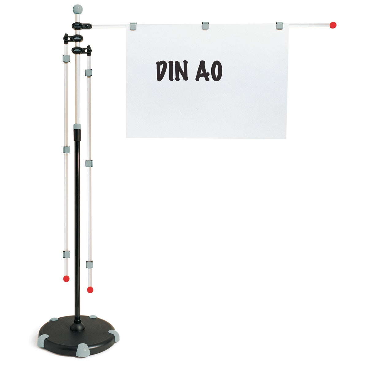 MAUL Planhalter mit 3 Schwenkarmen A0 – höhenverstellbar, mit Rollen, magnetisch – Aluminium, grau – 6256084