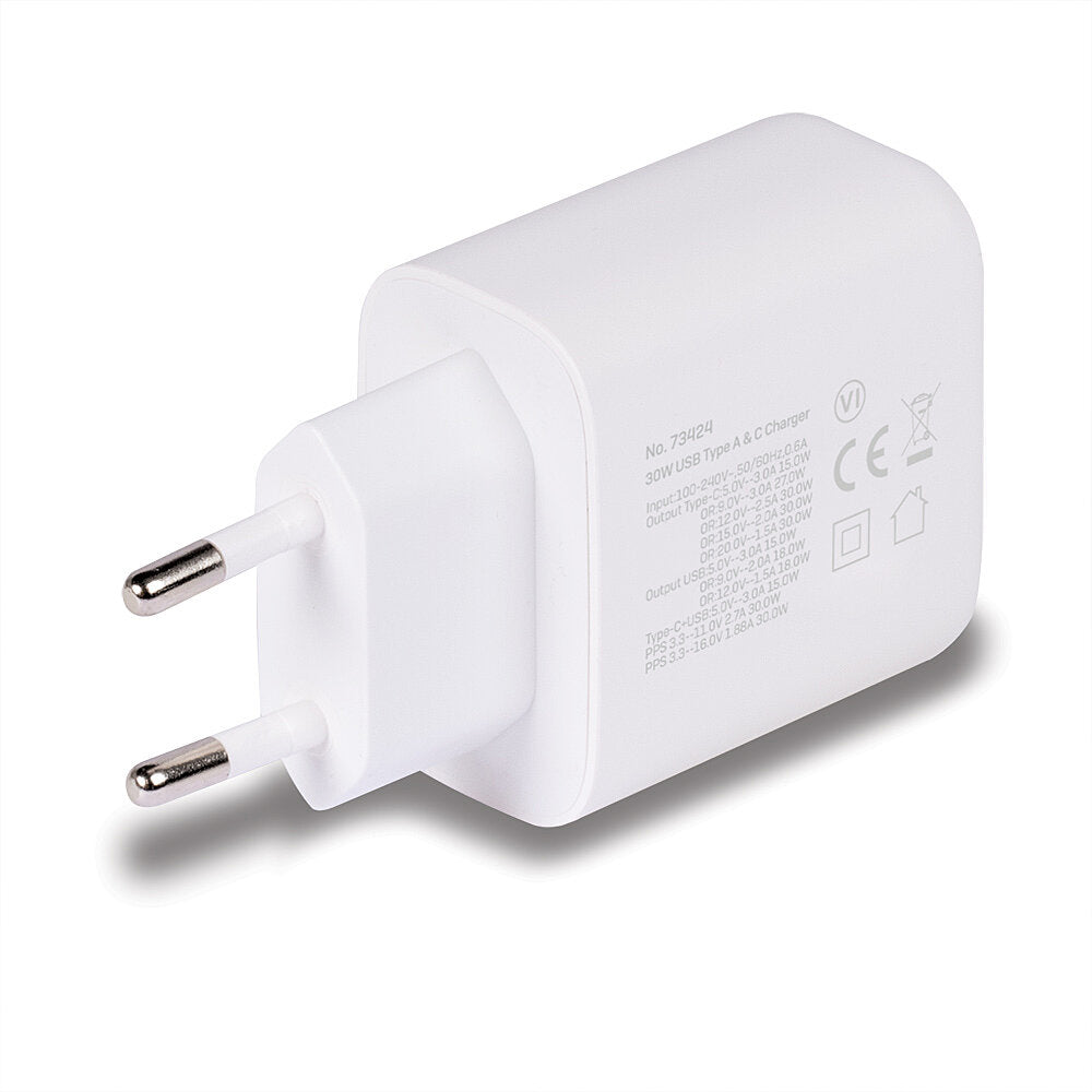 Lindy Ladegerät – 30 W, 1× USB-A + 1× USB-C