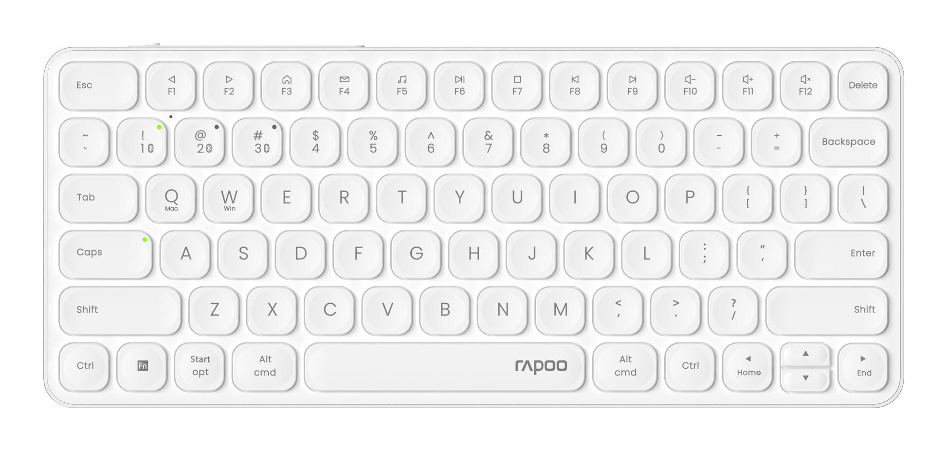 Rapoo E9610M – Tastatur, kabellos (Bluetooth/2,4 GHz), CH-Layout (DE-CH), aufladbar, weiss