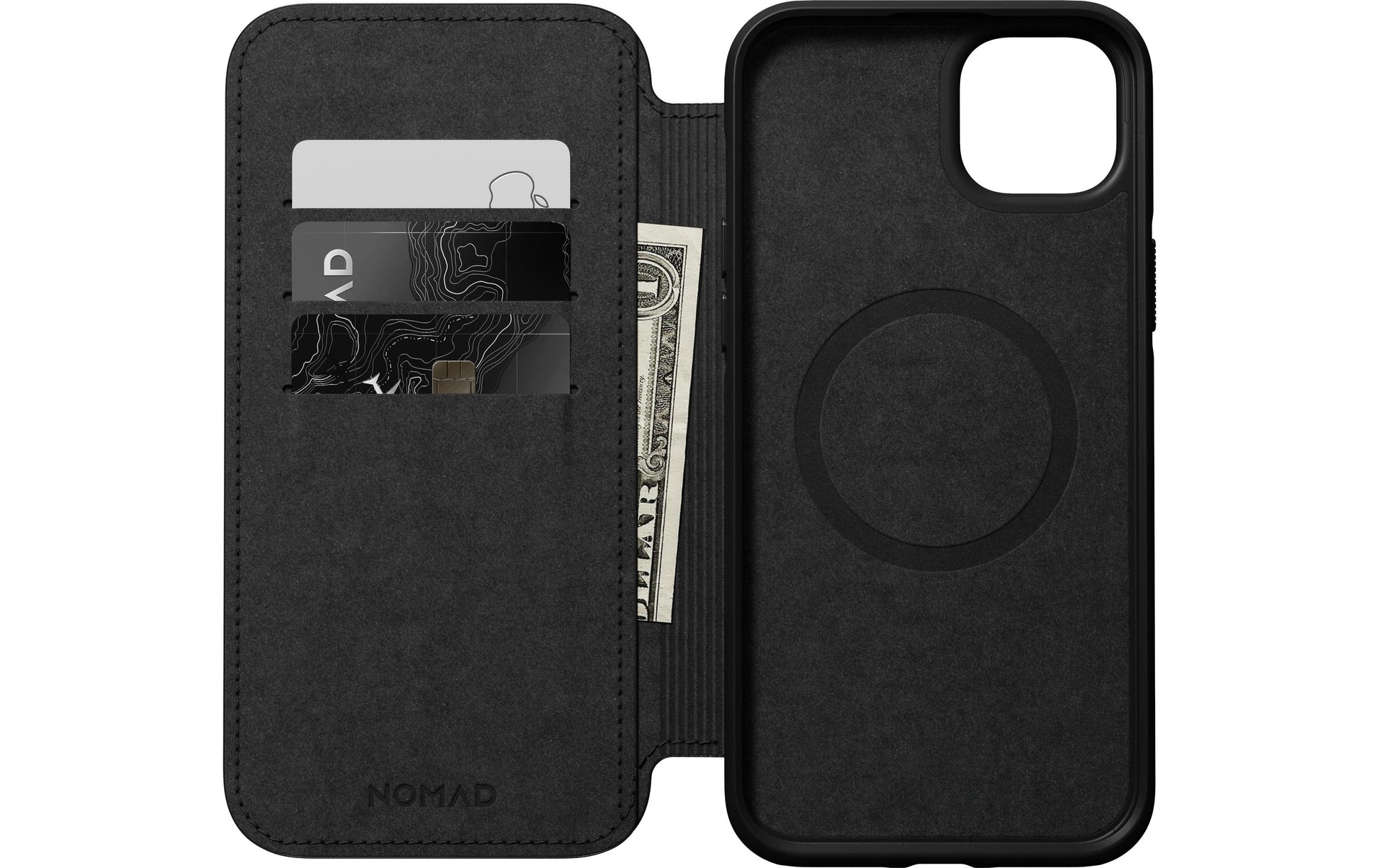 Nomad Moderne Wallethülle – für Apple iPhone 14 Plus, 3 Kartenfächer, Leder, Rost
