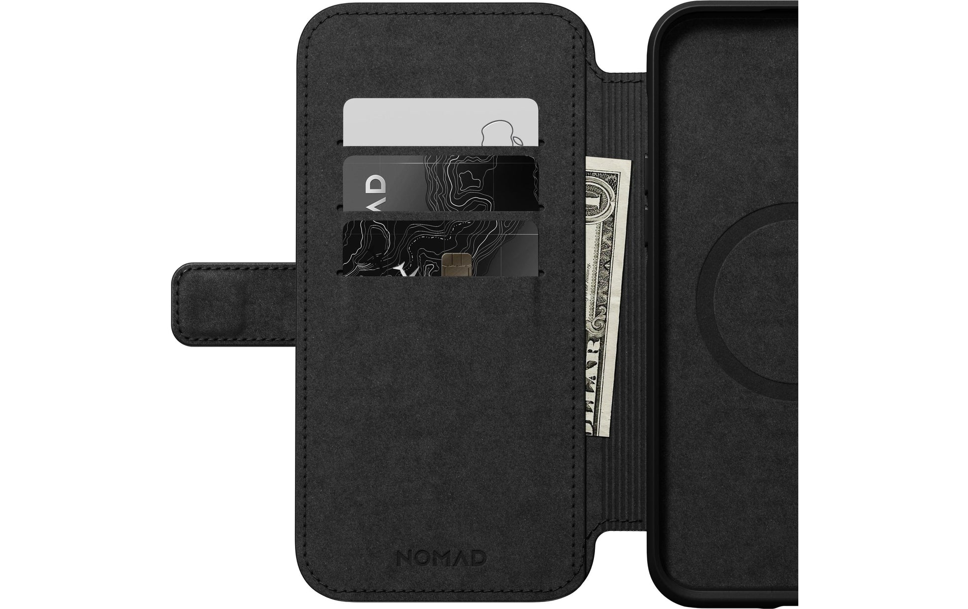 Nomad Moderne Wallethülle – für Apple iPhone 14 Plus, 3 Kartenfächer, Leder, Rost