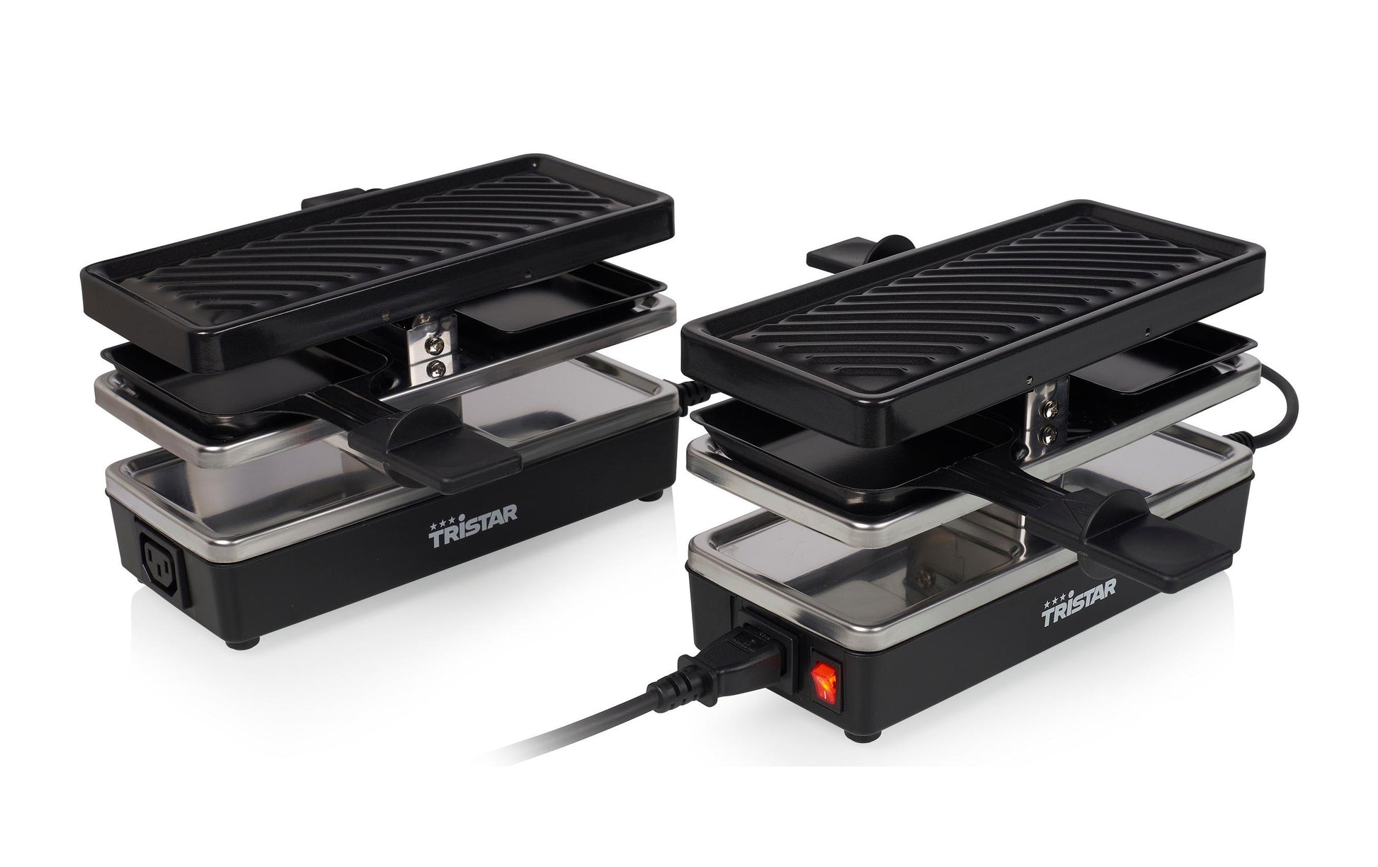 Tristar Raclette-Grill RA-2742 – 4 Personen, 800 W, 4 Pfännchen, Teflonbeschichtet – Schwarz/Edelstahl
