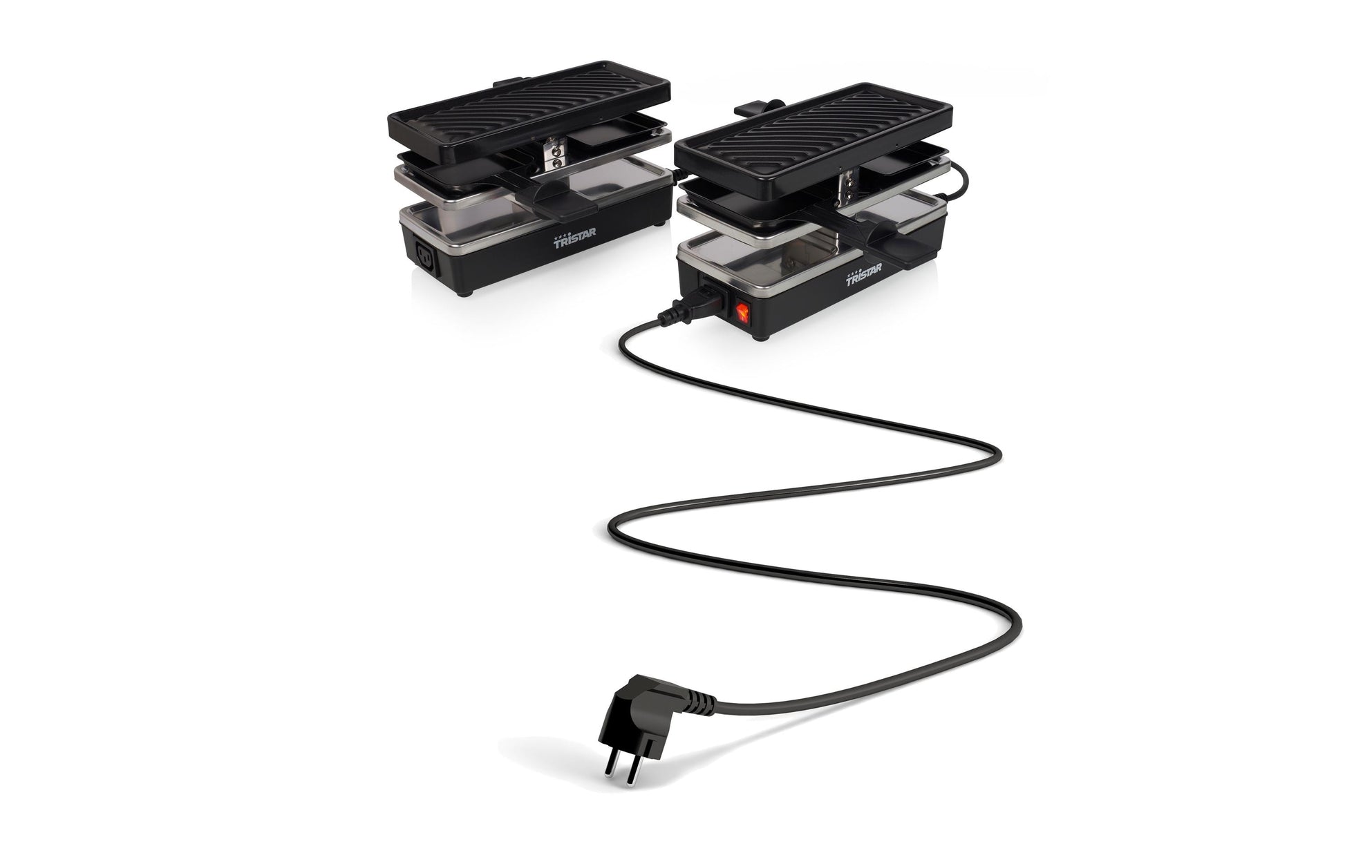 Tristar Raclette-Grill RA-2742 – 4 Personen, 800 W, 4 Pfännchen, Teflonbeschichtet – Schwarz/Edelstahl