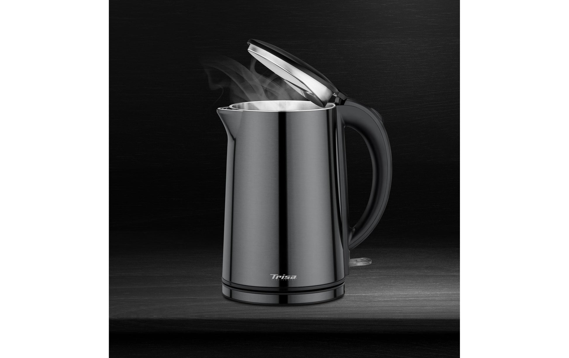 Trisa Comfort Touch Wasserkocher – 1,5 l, Edelstahl, Schwarz