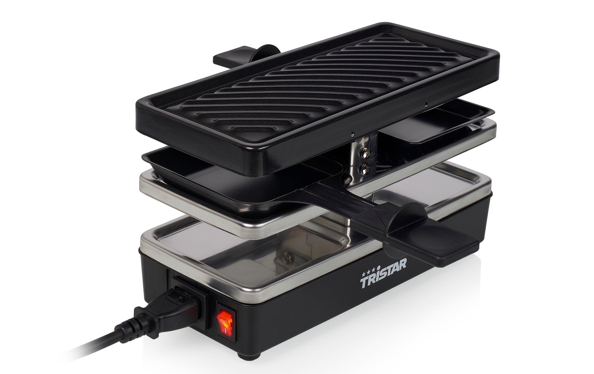Tristar Raclette-Grill RA-2741 – 2 Personen, 400 W, 2 Pfännchen – Schwarz/Edelstahl