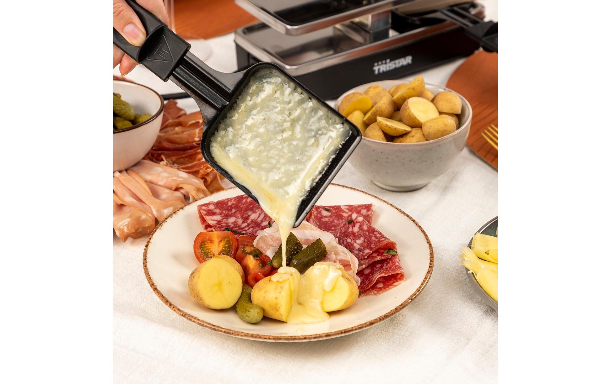 Tristar Raclette-Grill RA-2741 – 2 Personen, 400 W, 2 Pfännchen – Schwarz/Edelstahl