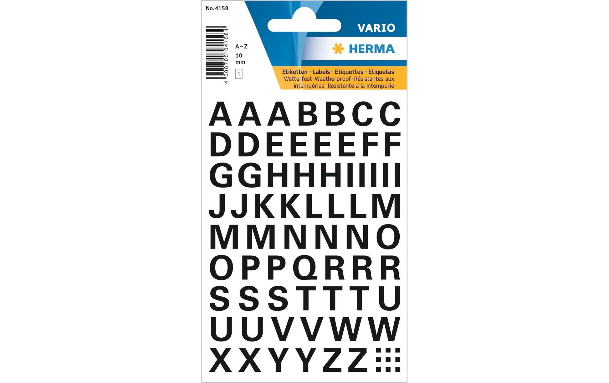 HERMA Vario Buchstaben und Zahlen Folie – 84 × 120 mm, Höhe 10 mm, Schwarz, Selbstklebend – 74 Stk