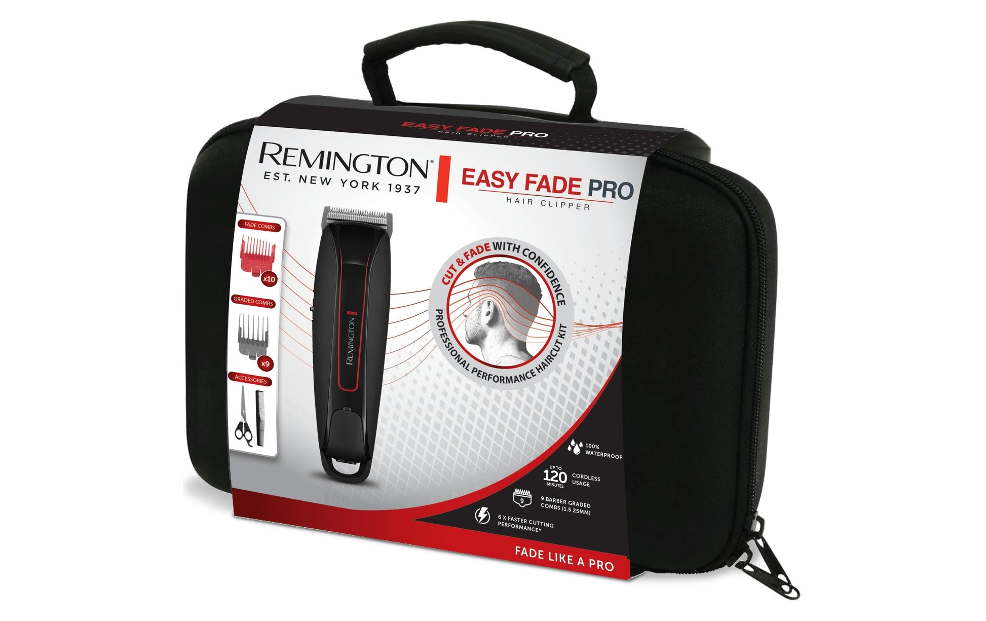 Remington Haarschneider HC550 Easy Fade Pro – 120 Min Laufzeit, mit Kammaufsatz – 1,5–25 mm – Schwarz